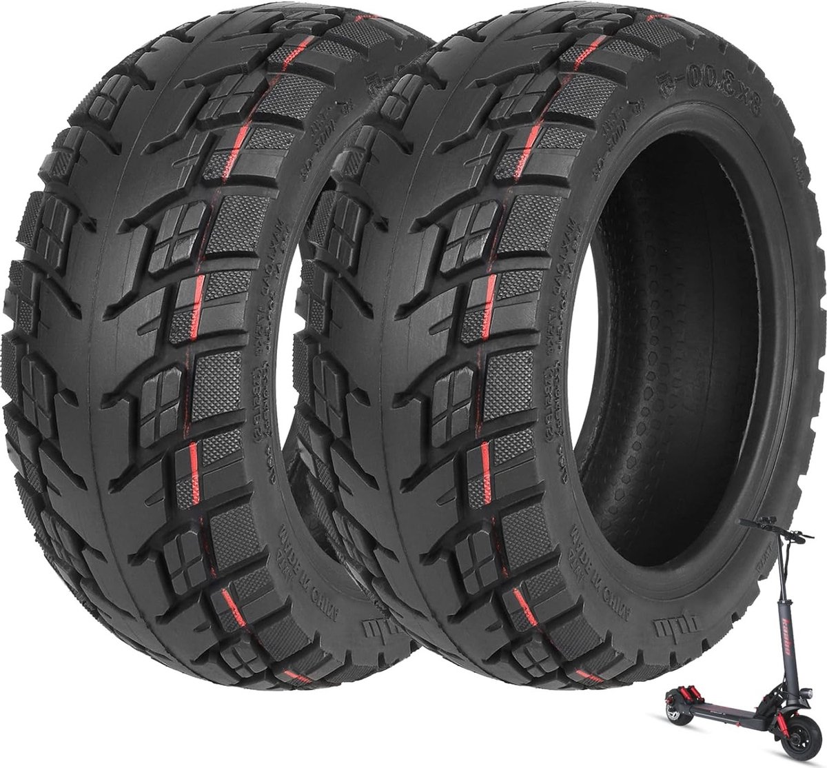 8 x 3.00-5 Offroad Vacuüm Banden voor Elektrische Scooter, 200 x 85 Binnenbanden, Dikke Tubeless Banden, Antislip Vervangwielen voor Optimale Grip en Comfort