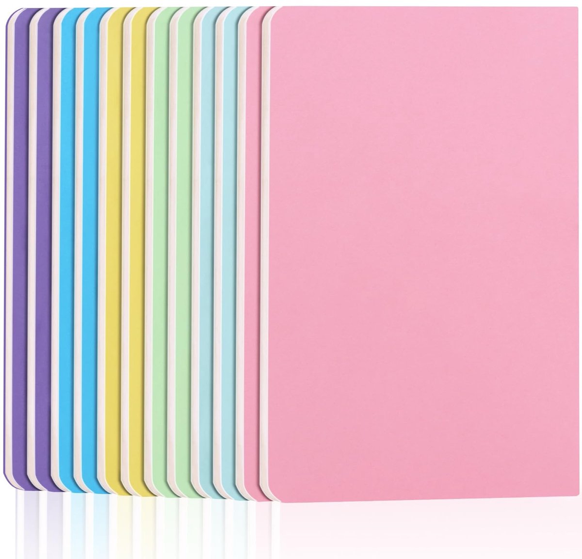 VLEMICO- Notitieblokken 12 stuks - A5 formaat - Softcover - Oogvriendelijk papier - Versterkte draadgestikte binding - Pastelkleuren - Schriften