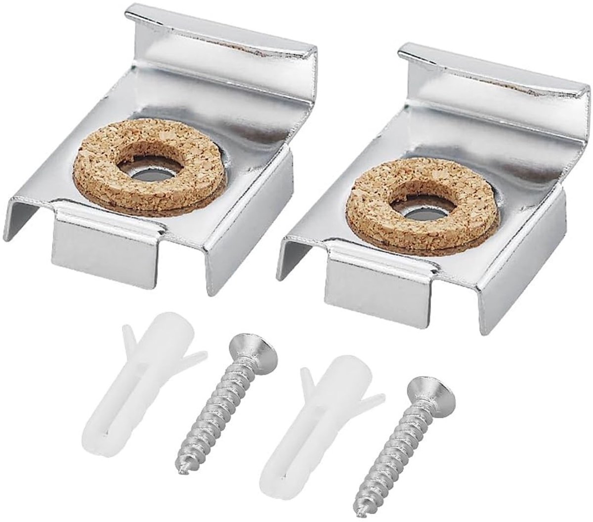 ZEYNOMAX- Wandmontageset voor frameloze spiegels - Bevestigingsmateriaal - Spiegelclips - Geschikt voor foto's/schilderijen - Eenvoudige montage - Formaat 24 x 36 cm - Spiegelbevestiging