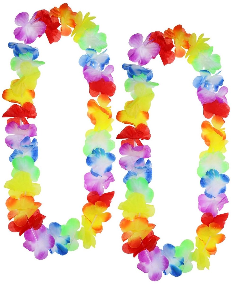 Dailygoods- Hawaï-slinger 2 stuks - Tropische Ketting - 30 Paar Bloemen - 105 cm Lang - Zacht Polyester - Perfect voor Feesten - Lei