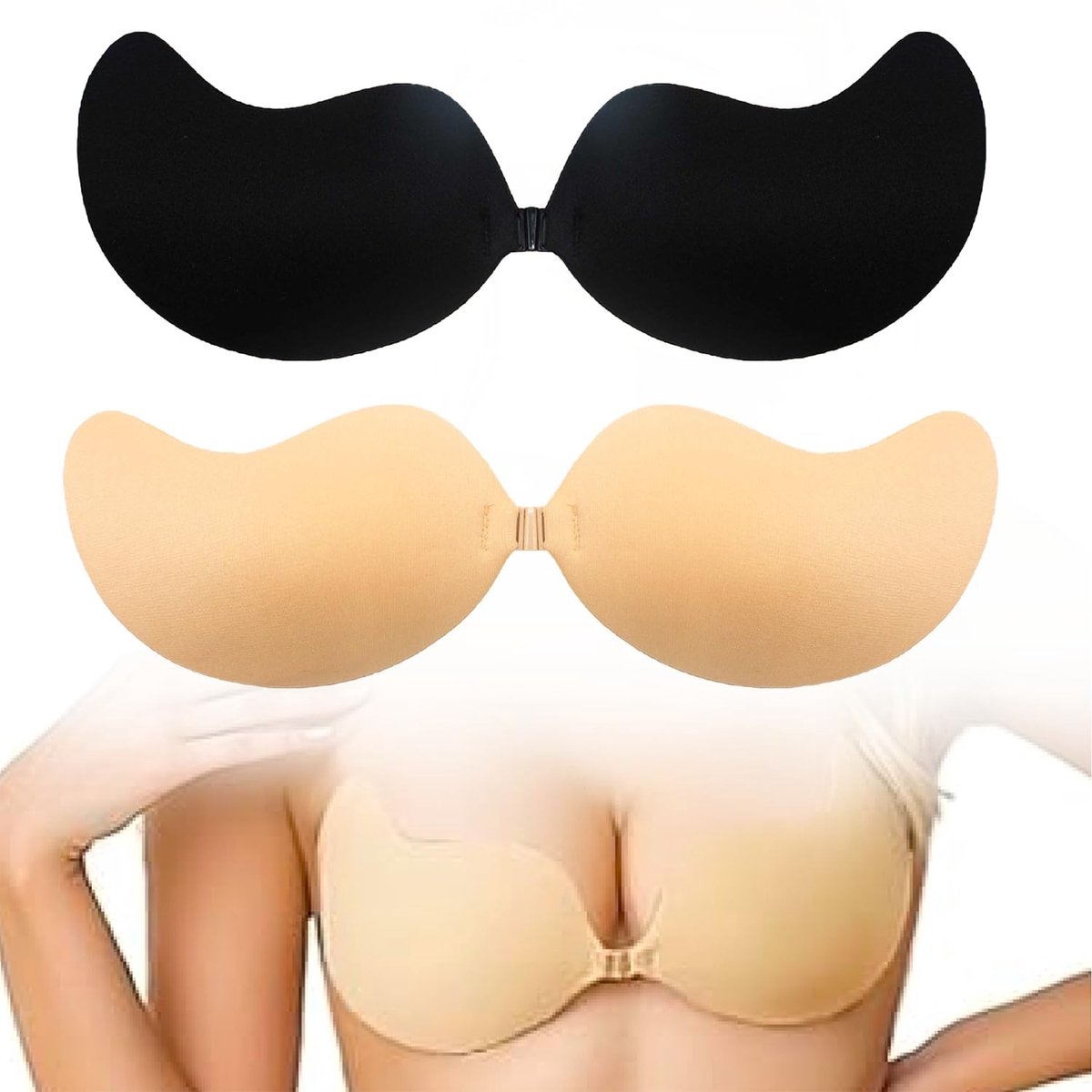 Dailygoods- Zelfklevende Beha 2 Stuks - Strapless - Onzichtbaar - Huidvriendelijk - Herbruikbaar - B Cup - Perfect voor Rugloze Jurken - Borstplakband