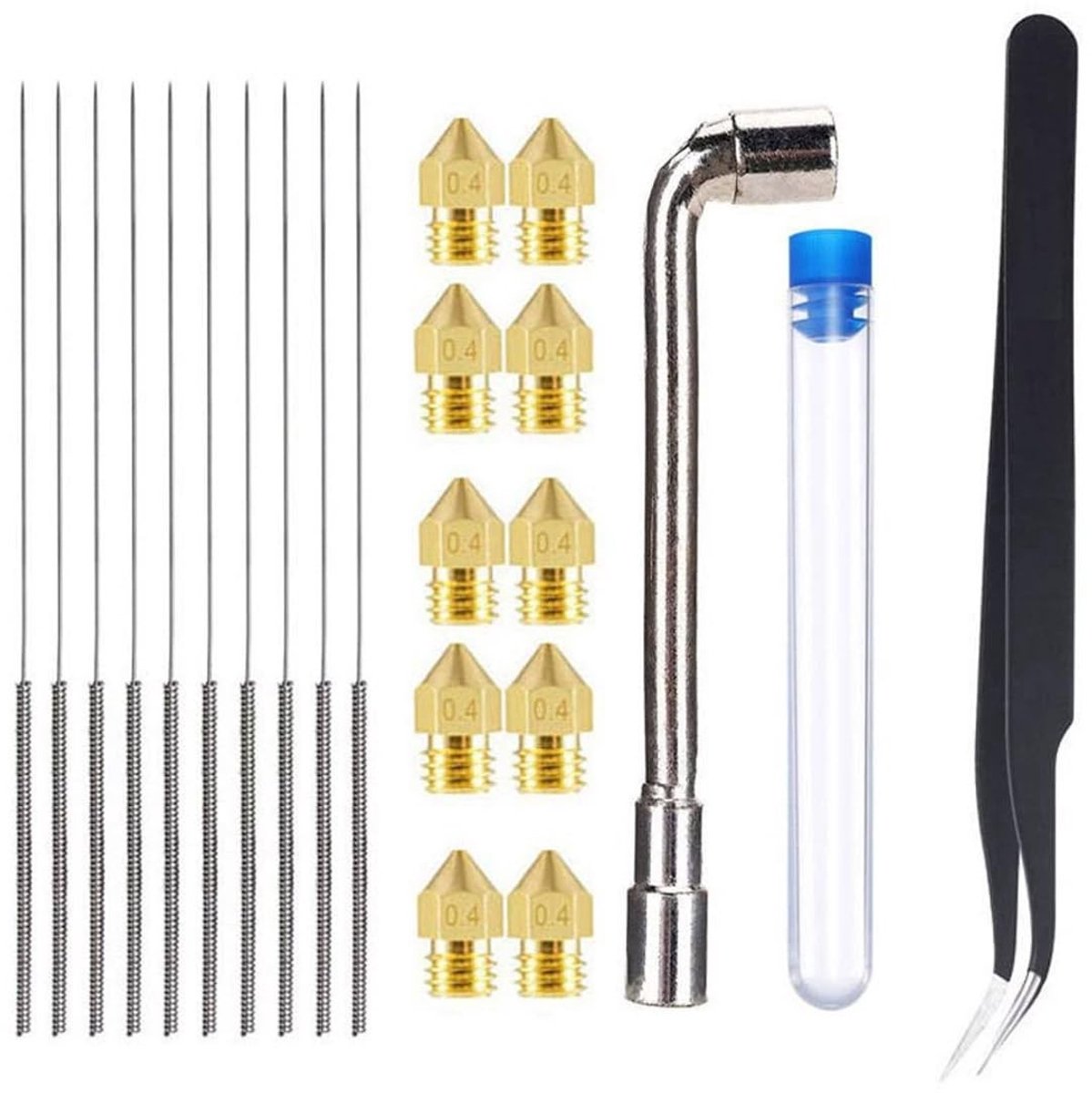 Dailygoods- Spuitmonden Set van 10 - 0,4 mm Messing - Hoge Temperatuur - Slijtvast - Hoogwaardige Thermische Geleidbaarheid - Geschikt voor Ender 5 S1 3D-printer - 3D-printer Nozzles