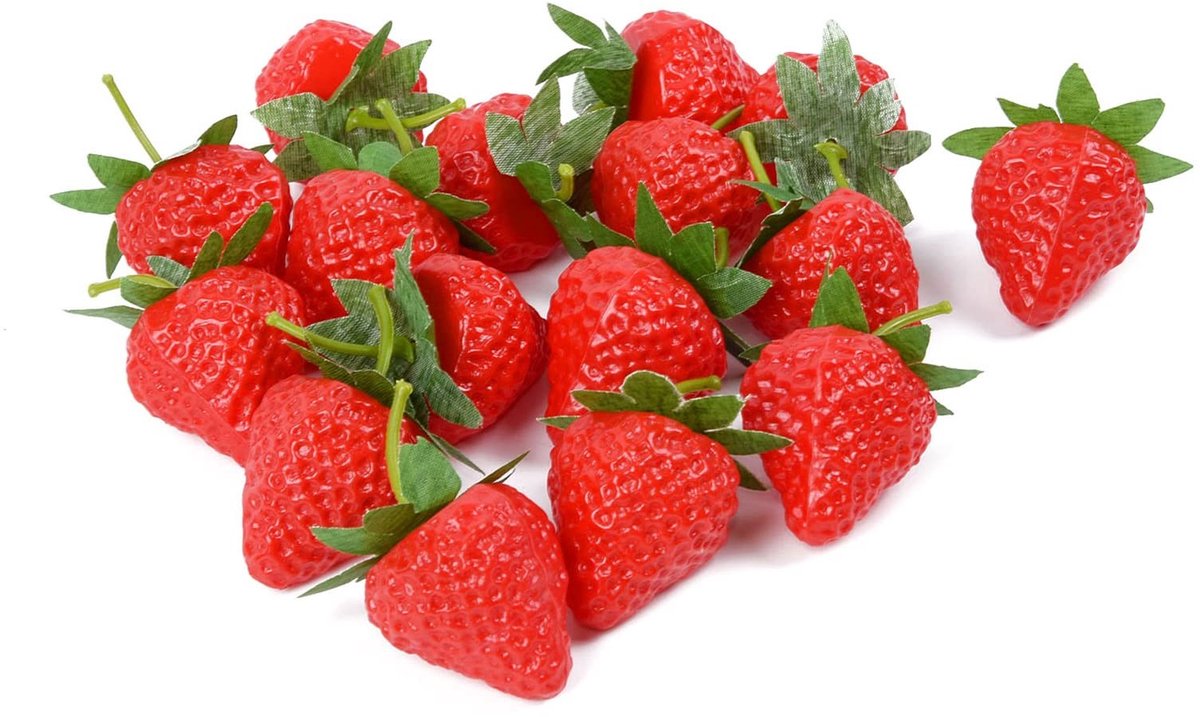 Dailygoods- Kunstaardbeien 20 stuks - Decoratie Fruit - Taartdecoratie - Fotografie-rekwis