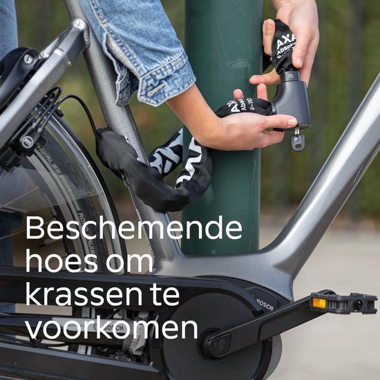 AXA Absolute 9-110 ART 2 Kettingslot – Fietsslot met keurmerk – Sterk slot met stalen ketting – Voor elektrische fiets, fatbike en bakfiets - Inclusief sleutelservice – 110 cm
