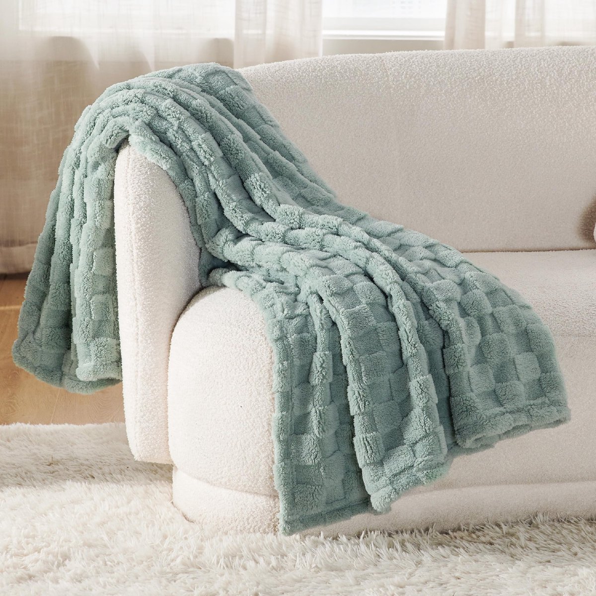 Dailygoods- Knuffeldeken 150 x 200 cm - Wollig - Fleecedeken - Zachte Geruite Deken - Schaakbordpatroon - Ultra Zacht Microvezel - Dekentje