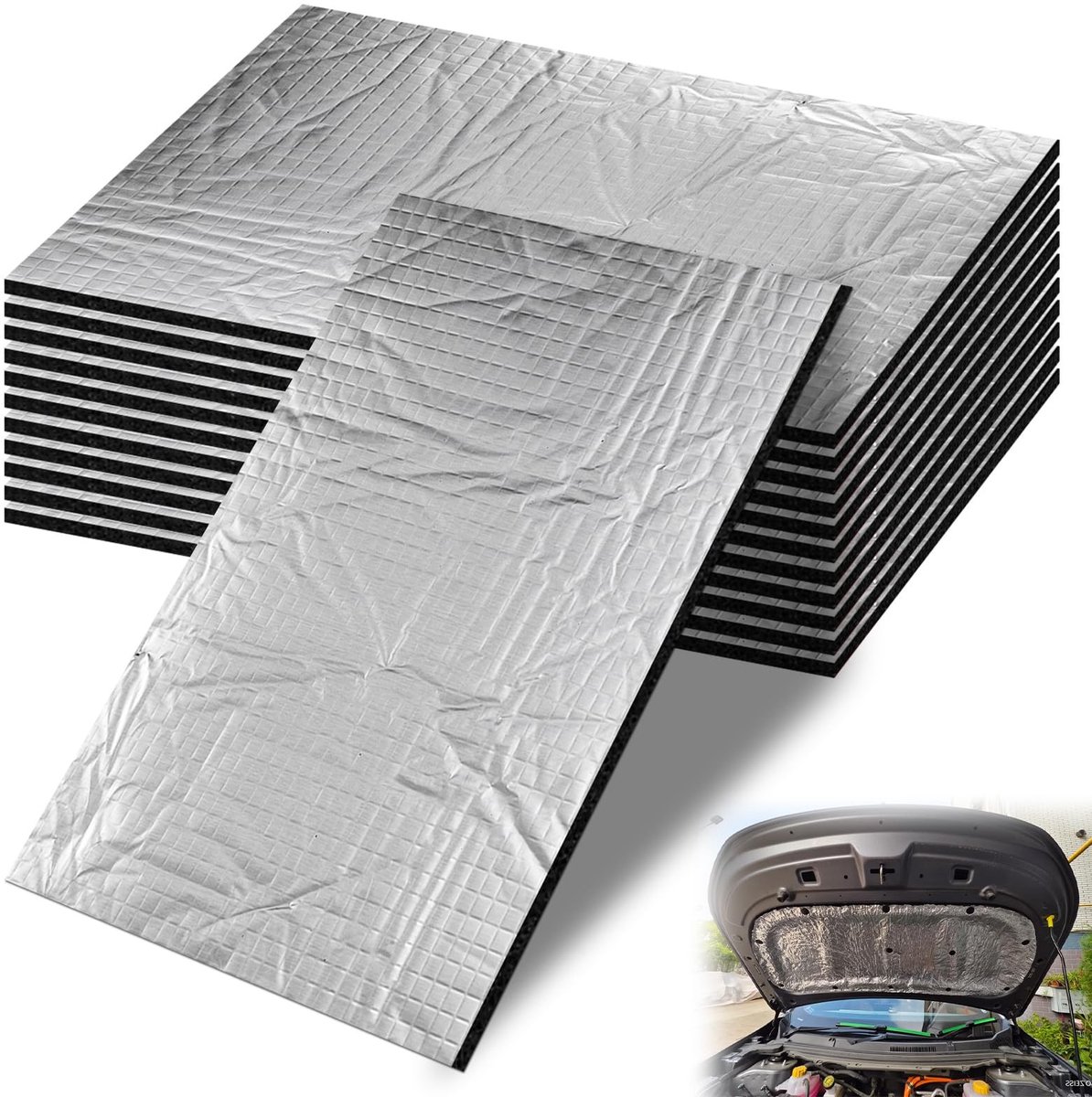 Dailygoods- Aluminiumbutylplaat 12 Stuks - Isolatiemat 400 x 250 x 5 mm - Zelfklevend - Vuurvast - Waterdicht - Geluidsbescherming - Isolatiemateriaal