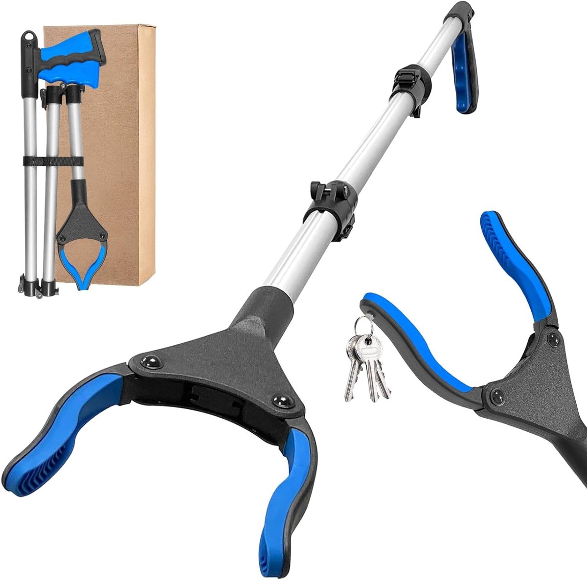 Multifunctionele Vouwgrijper van 110 cm voor Senioren, 360 Graden Draaibare Grijptool met Magnetische Punten en Drievoudige Vouwfunctie, Ideaal voor Moeilijk Bereikbare Voorwerpen