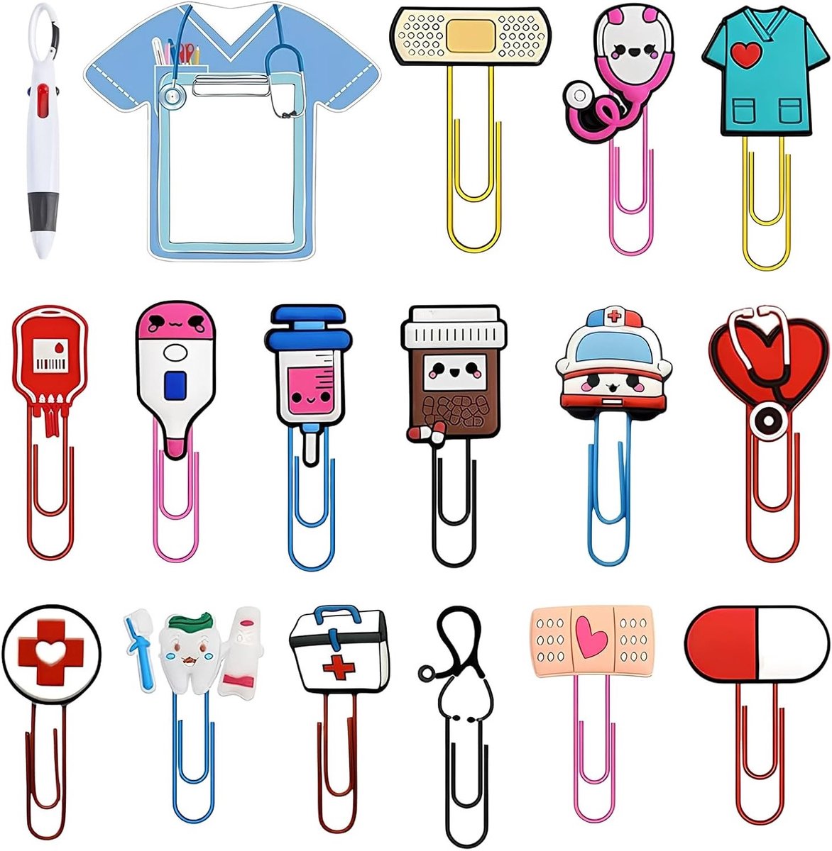 Boekenleggers 15 Stuks - Schattige Cartoon Medische Thema - Unieke Bookmark voor Verpleegkundigen en Artsen - ShopVlot