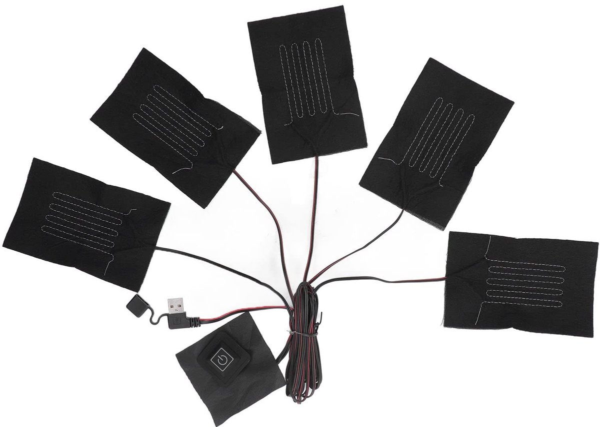 Dailygoods - Elektrisch Verwarmingsvest - USB Warmtepad - Verstelbaar en Waterdicht - 3 Temperatuurniveaus - Geschikt voor Kleding - 5-in-1
