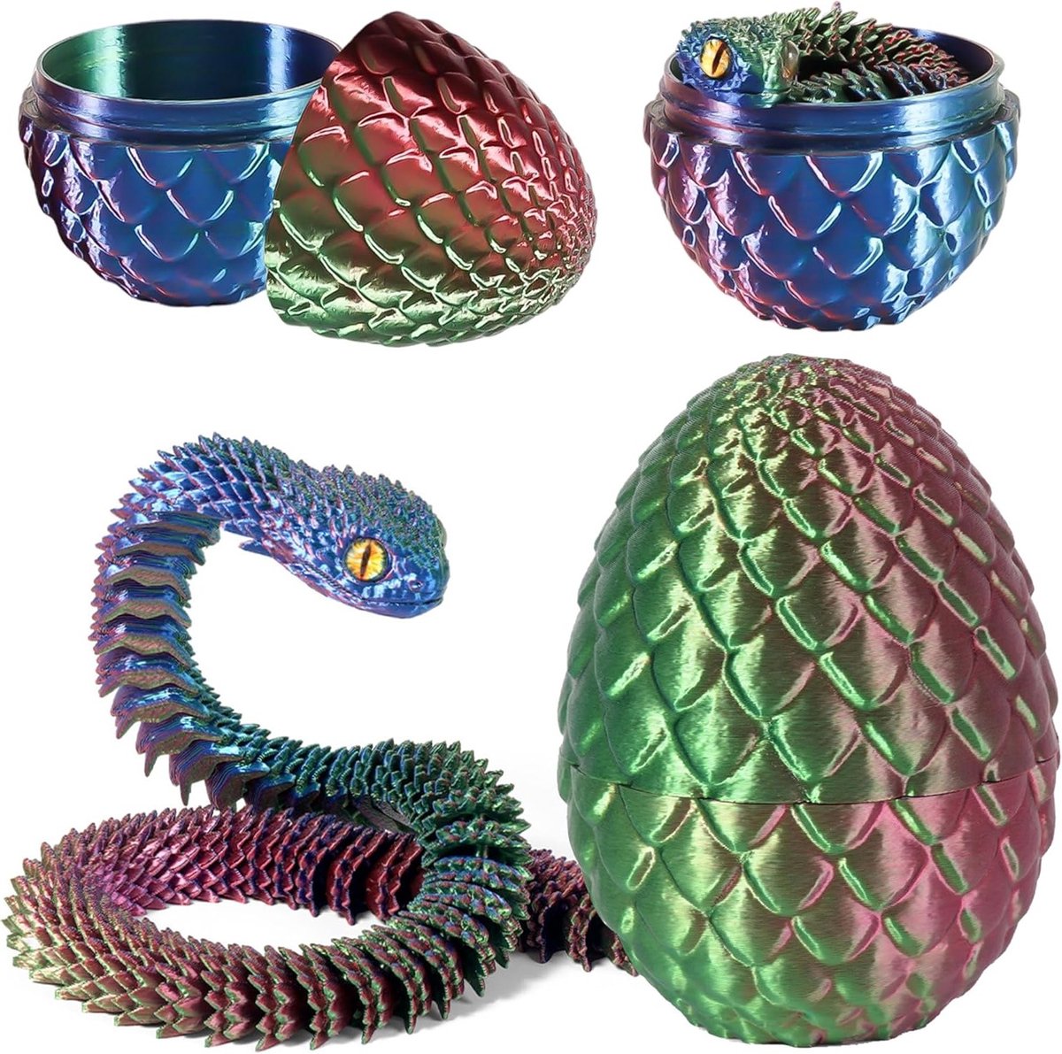 3D Geprinte Slang Speelgoed voor Pasen - Draak Ei Slang Eieren - Creatief Dieren Speelgoed voor Kinderen en Decoratie voor Thuis
