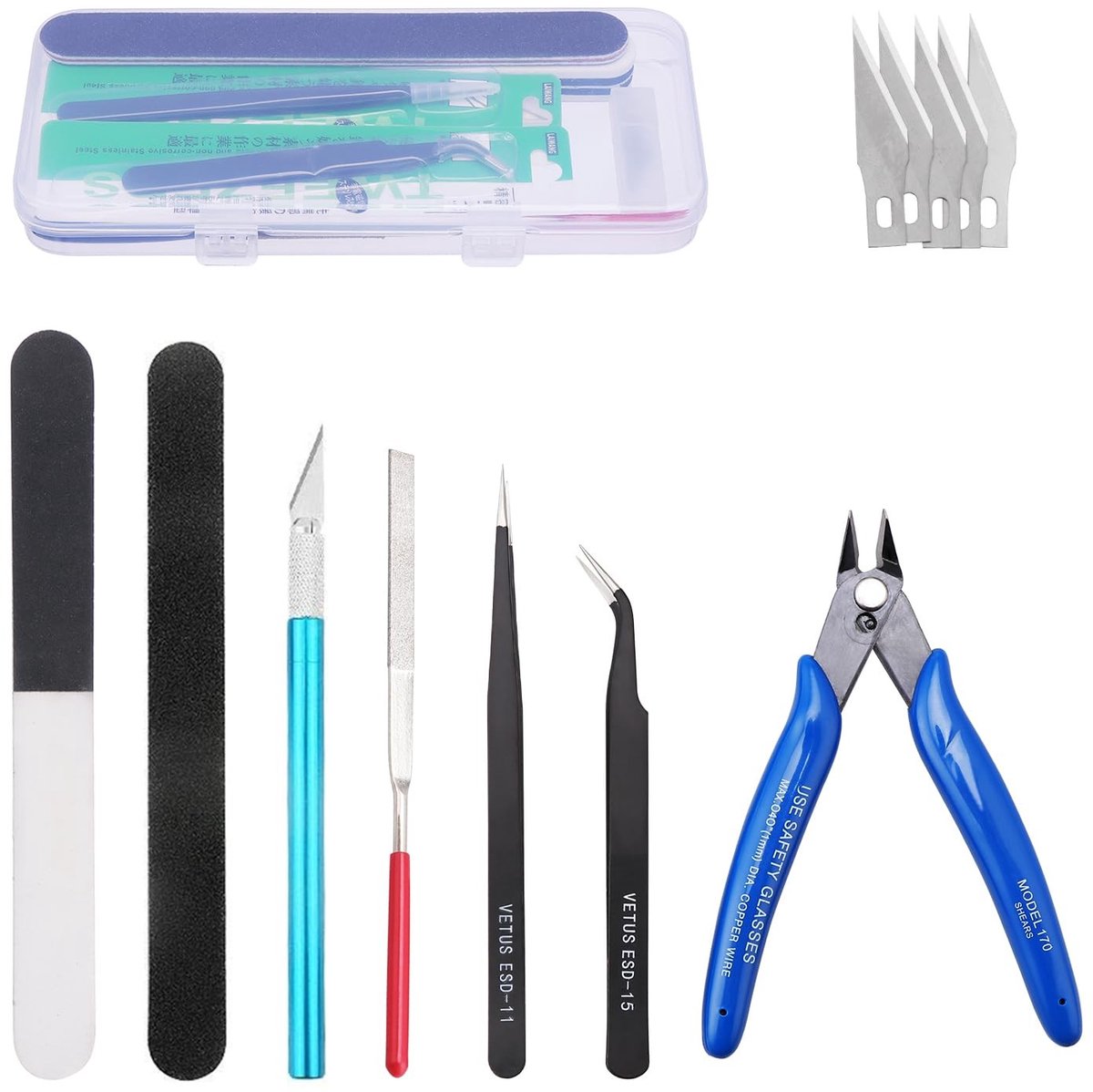 Dailygoods- Gereedschapsset Basis - Gereedschapset voor Modelbouwers - Geschikt voor Beginners/Gevorderden - Hobby/Knutsels - Compleet en Voordelig - Superieure Kwaliteit - Modelbouwgereedschap