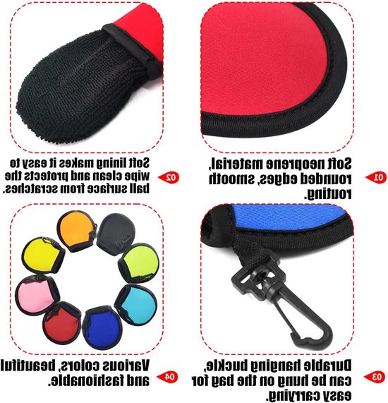 6-Pack Golfbal Reinigingszak - Waterdichte Pocket voor Droog Reinigen, Ideaal voor Golfaccessoires en Cadeaus voor Mannen en Vrouwen — afbeelding 3