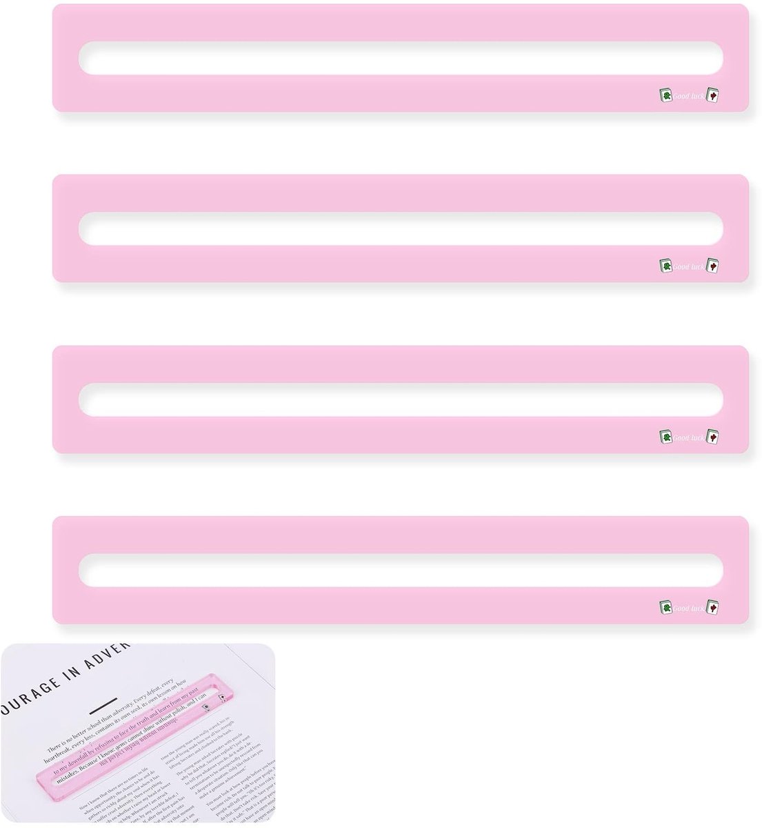 Dailygoods- Lijnzoeker Lichtroze - 4 Stuks - Acryl - Mahjong Hulpmiddel - Spelaccessoires - Handzaam en Praktisch