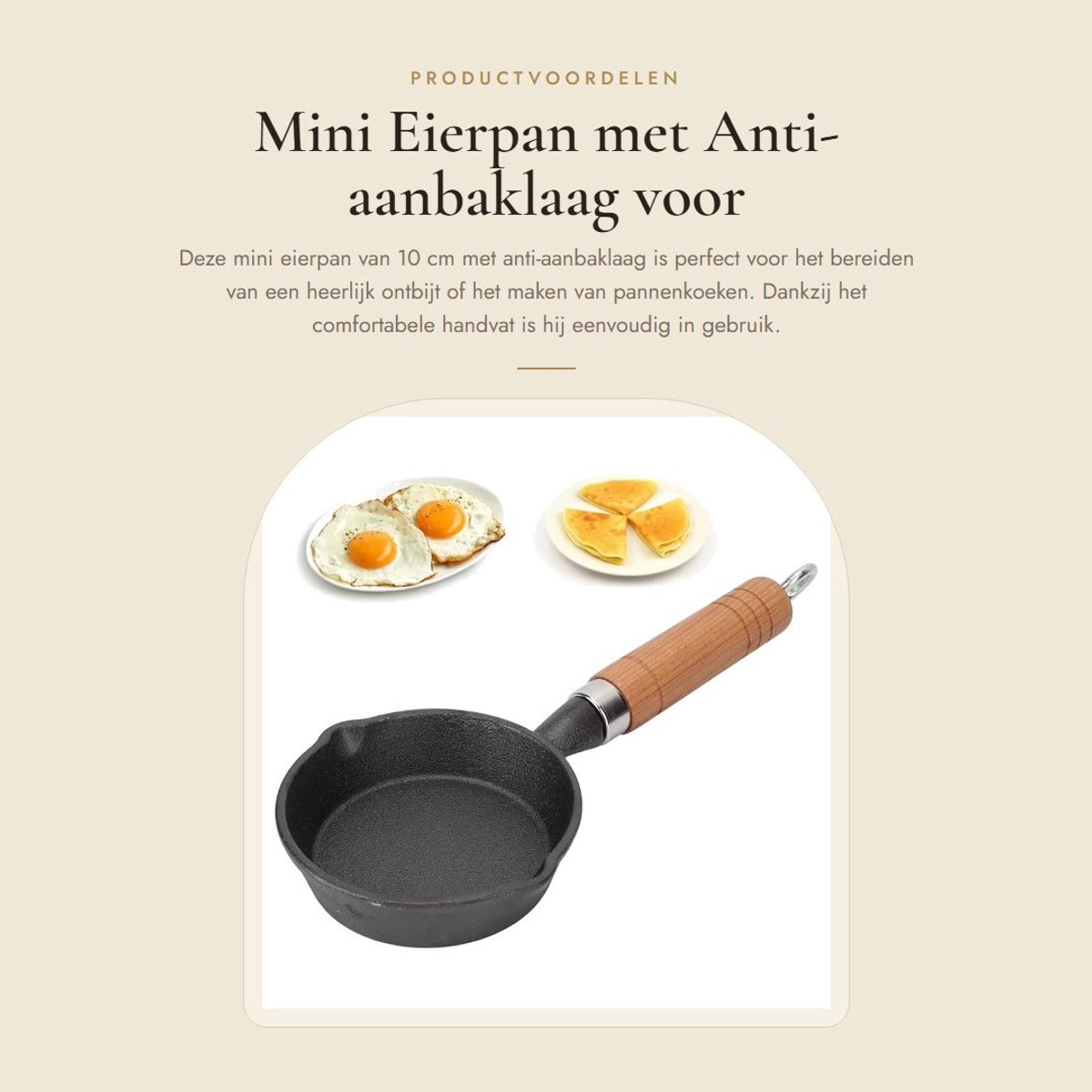 Dailygoods- Eierpan 10 cm - Antiaanbaklaag - Geschikt voor inductie - Comfortabel handvat - Multifunctioneel - Duurzaam ontwerp - Koekenpan