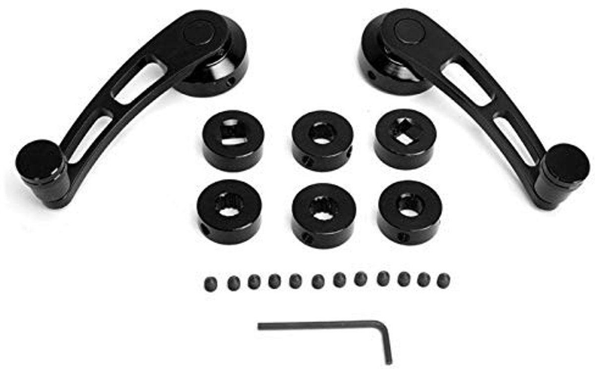 Dailygoods - Auto Raamheffer - 2-delige Set - Universeel voor Klassieke Auto's - Zwart - Raamkrukken - Hoogwaardige Aluminiumlegering - Inclusief Acce...
