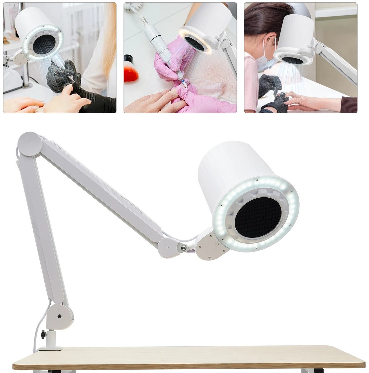Dailygoods 55W Professionele Nail Dust Collector Tafelblad Nail Dust Cleaner Dimbare LED Licht Manicure Dust Extractor M