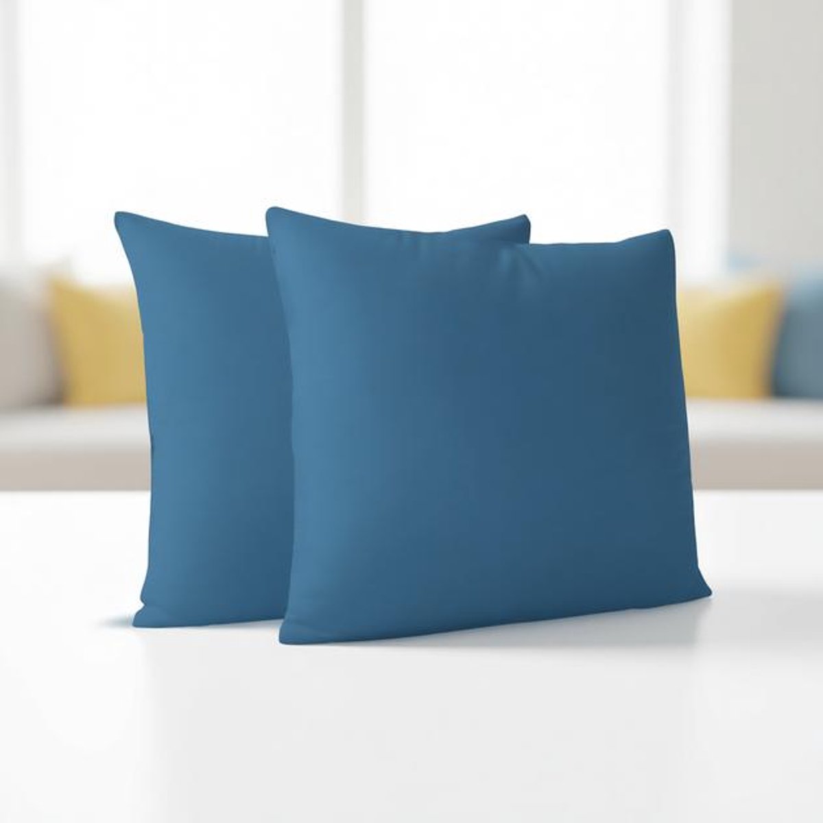 ElleMooi Set van 2 Kussenslopen 40x40 cm Blauw – 100% Zacht Jersey Katoen – Hypoallergeen en Duurzaam