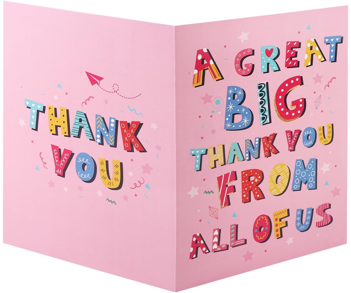 Dailygoods- Bedankkaart Jumbo 40x27 cm - Extra Grote Bedankkaart - Bedankkaart met Envelop - Roze - Karton - Perfect voor Waardering - Waarderingskaart