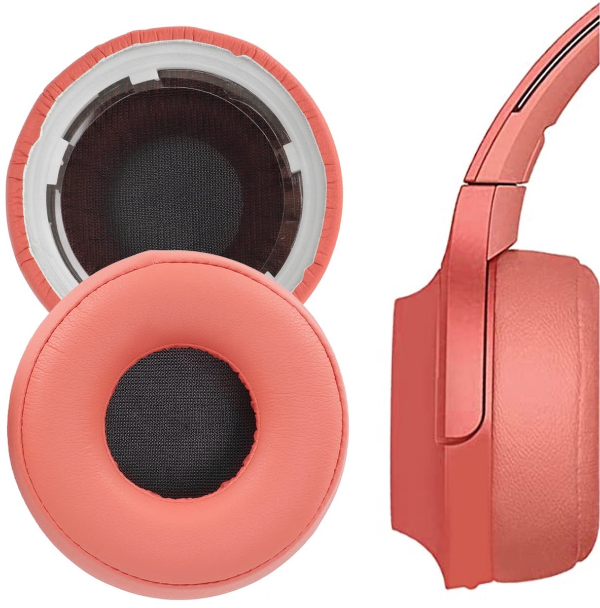 Dailygoods - Oorkussens - Vervangende oorkussens - Comfortabel en duurzaam - Rood - Eiwitleer en foam - Geschikt voor Sony WH-H800 - Kleur: Rood