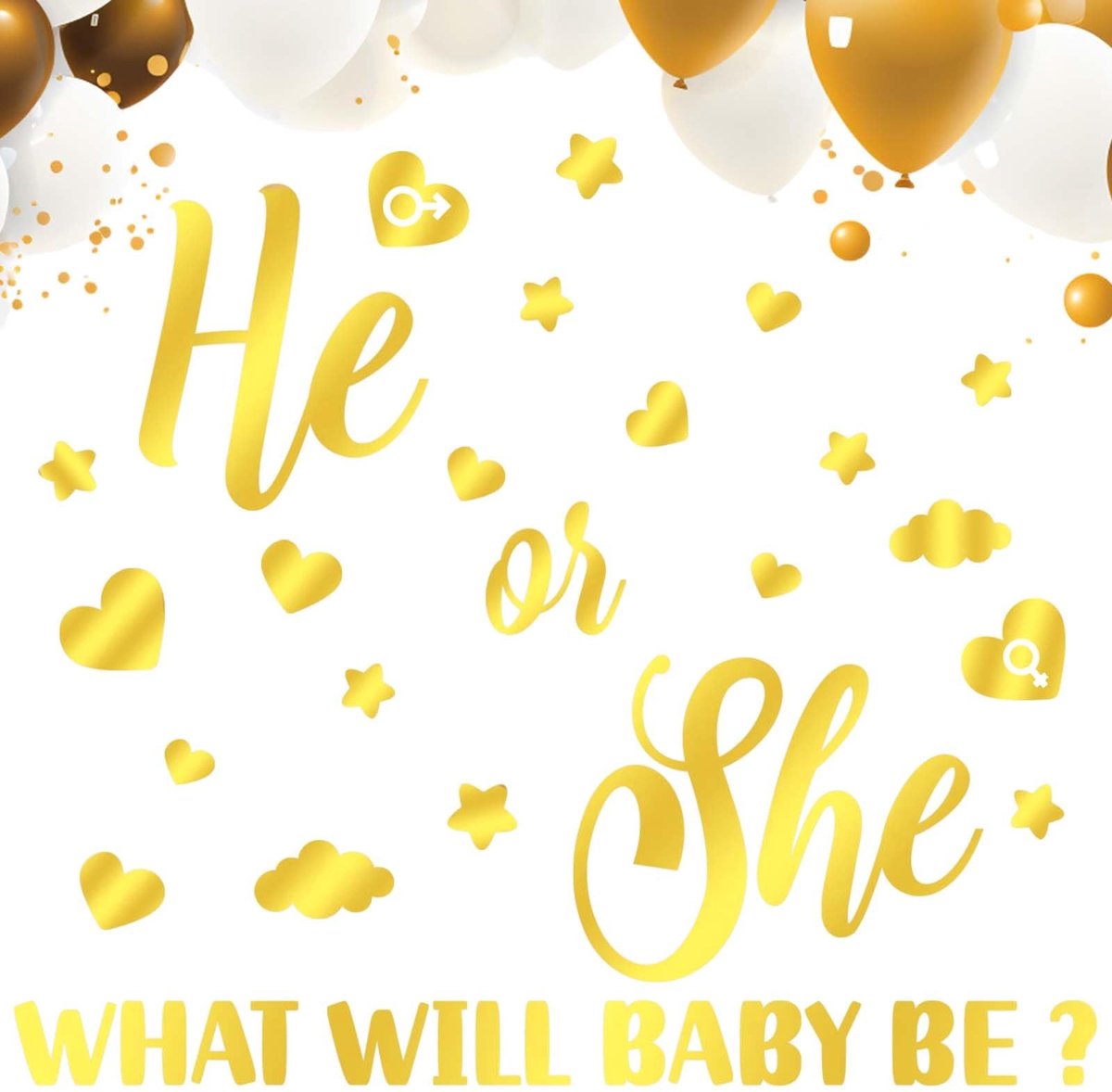 Dailygoods- Geslachtsonthullingsdecoraties Goud - Zelfklevende Stickers - Babyshowerfeestdecoratie - PVC Materiaal - 120x40cm - Gender Onthulling Sfeer - Gender Reveal Decoratie