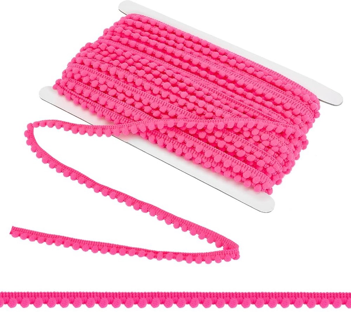 Dailygoods- Ballfranjes 24 Yards - Rode Franjes - 3/8 Inch (10 mm) Breed - Polyester Kanten Band - Voor Naaien en DIY Ambachten - Franje