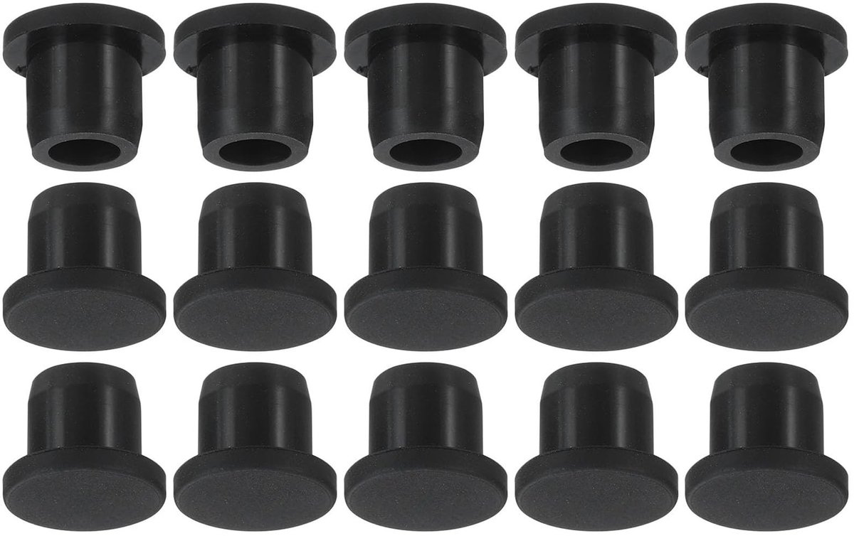 Dailygoods- Hole Plug Zachte Flexibele Stopper - Siliconen - 15 Stuks - 10-11mm Gat - Zwart - Duurzaam