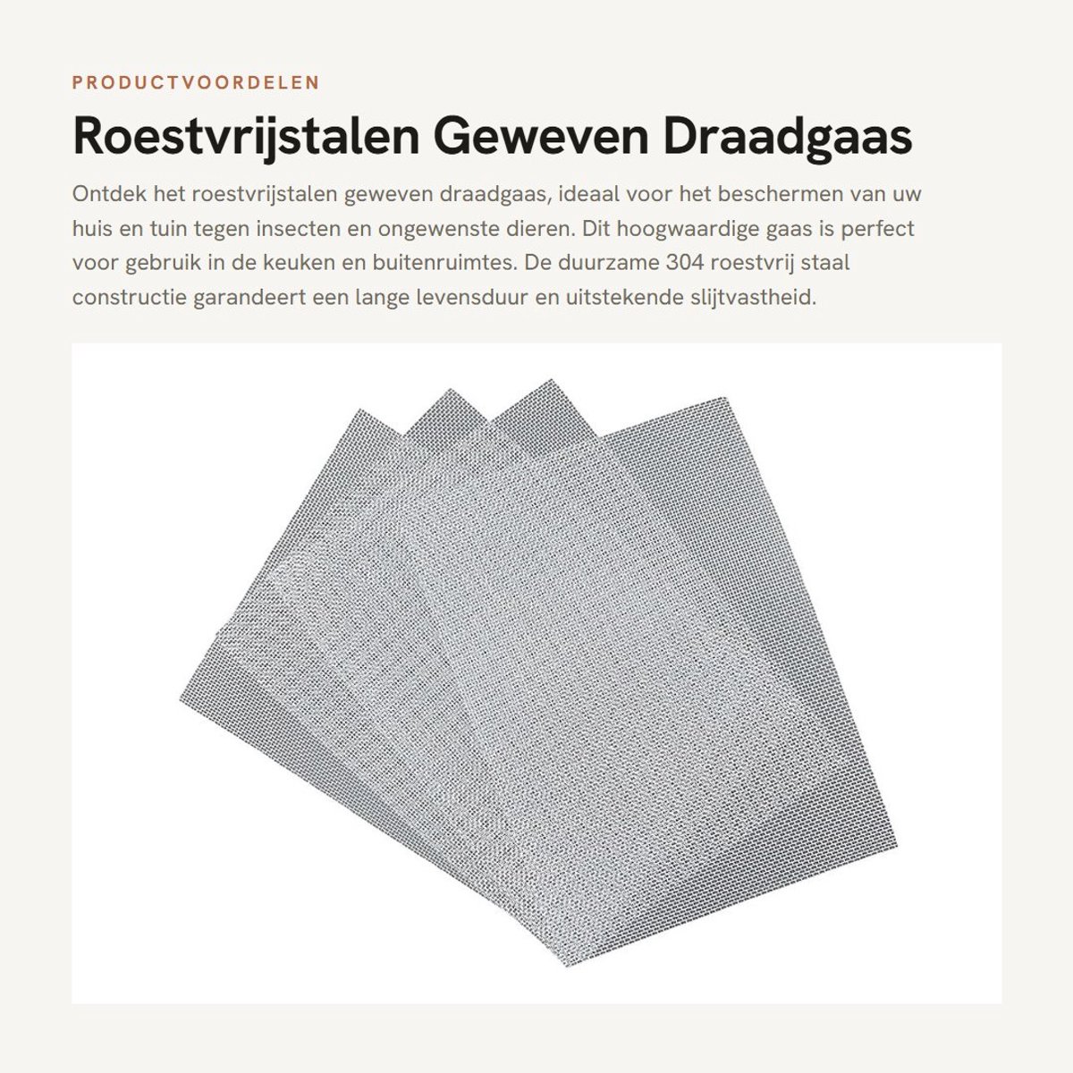 Dailygoods- Draadgaas 304 Roestvrij Staal - 4 Stuks Geweven Gaas - 15 x 21 cm Panelen - Slijtvast en Duurzaam - Insectengaas voor Keuken/Tuin