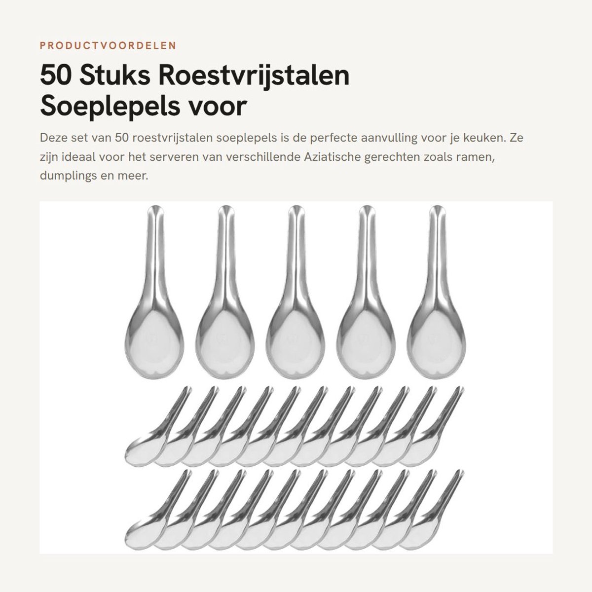 Dailygoods- Soeplepels 50Pcs - Roestvrij Stalen Lepels - Ergonomisch Ontwerp - Stevige Constructie - Geschikt voor Soep/Granen - Hooggepolijst Uiterlijk - Serveerlepels
