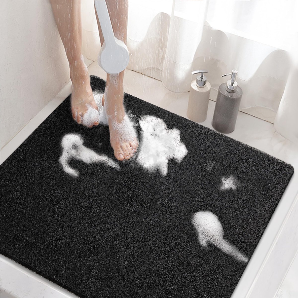 Dailygoods- Douchemat Antislip 60 x 60 cm - Badmat met Afvoer - Zachte PVC - Sneldrogende Douchemat - Antislip voor Badkamer - Hoogwaardige Kwaliteit