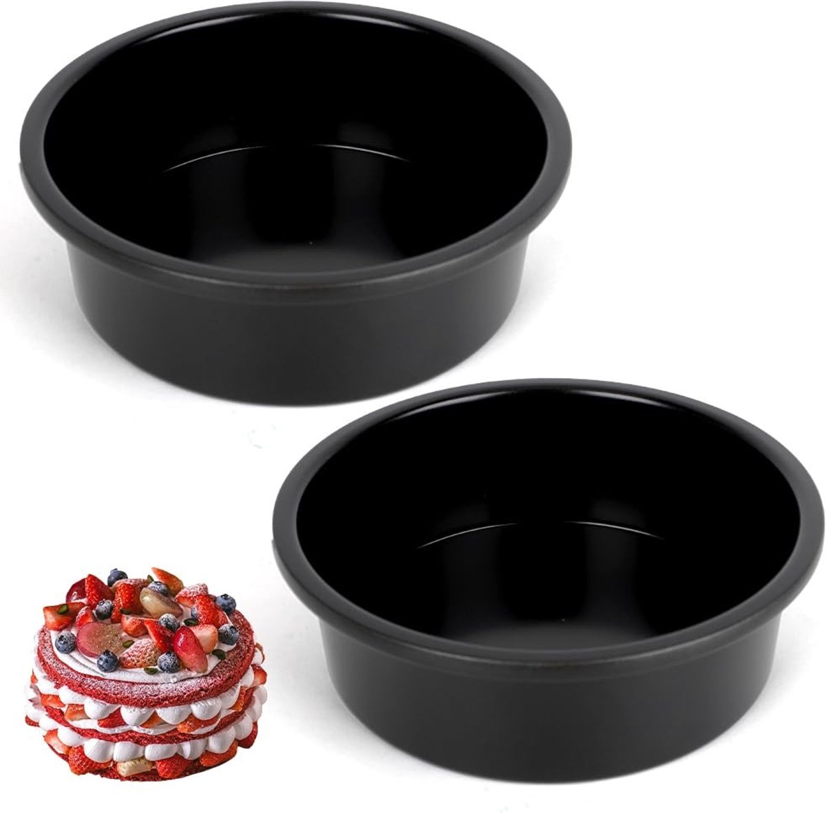 Dailygoods- Bakvorm 20 cm Rond - Ronde Bakvorm - Taartvorm - Bakvormset 2 Stuks - Roestvrij Staal - Antiaanbaklaag