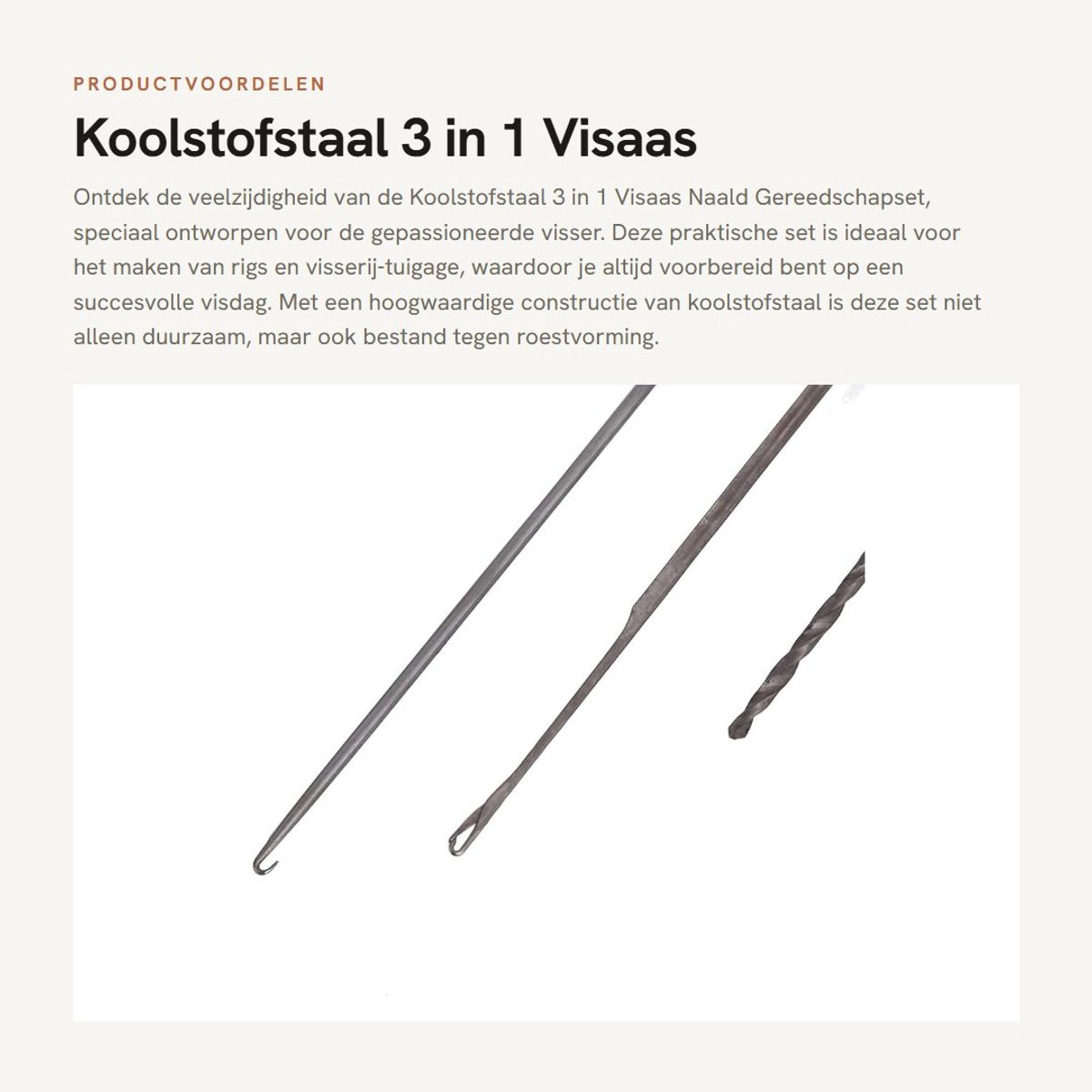 Dailygoods- Gereedschapset Hoogwaardig Koolstofstaal - 3 in 1 - Haaknaald/Stringer Naald/Boornaald - Lichtgewicht - Antislip Handvat - Duurzaam - Visgereedschap