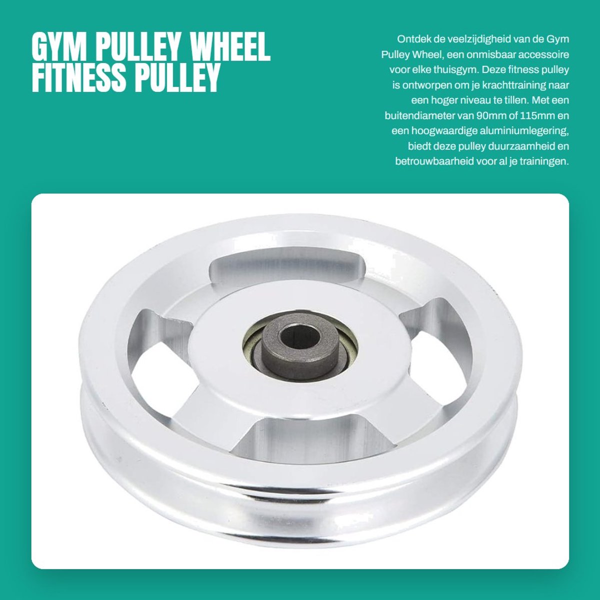 Dailygoods- Fitness Katrol Aluminium 90mm - Katrollen - Krachttraining - Thuis Gym - Accessoire - Verstelbaar Lager