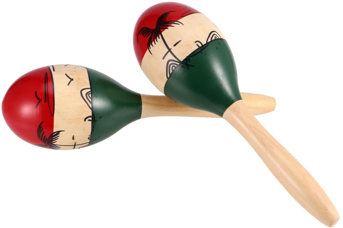 Dailygoods- Maracas - 4 stuks - Houten Percussie-instrumenten - 24 x 6 cm - Geschilderde Shakers - Helder Geluid - Professionele Afwerking
