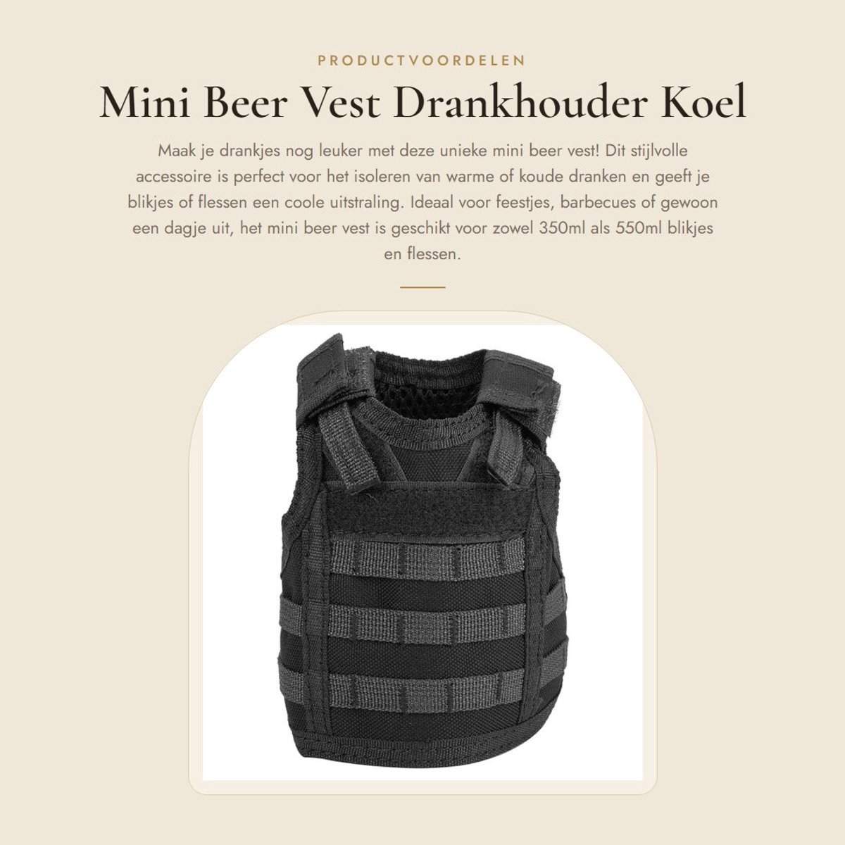 Dailygoods- Bier Vest - Miniatuur Drankhouder - Verstelbare Bandjes - Koeler voor 12oz/16oz Blikjes - Lichtgewicht - Ideaal voor Feesten