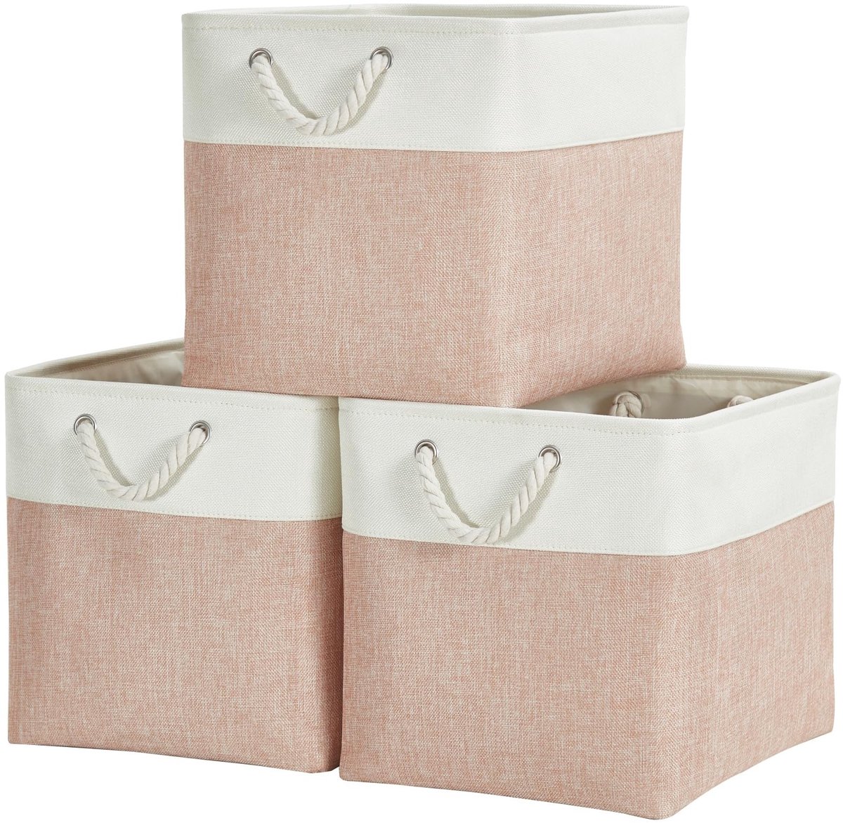 Dailygoods- Opbergdoos 30 x 30 x 30 cm - Stof - Metalen frame - Katoenen touwgrepen - Multifunctioneel - Eenvoudig te reinigen - Opbergmand