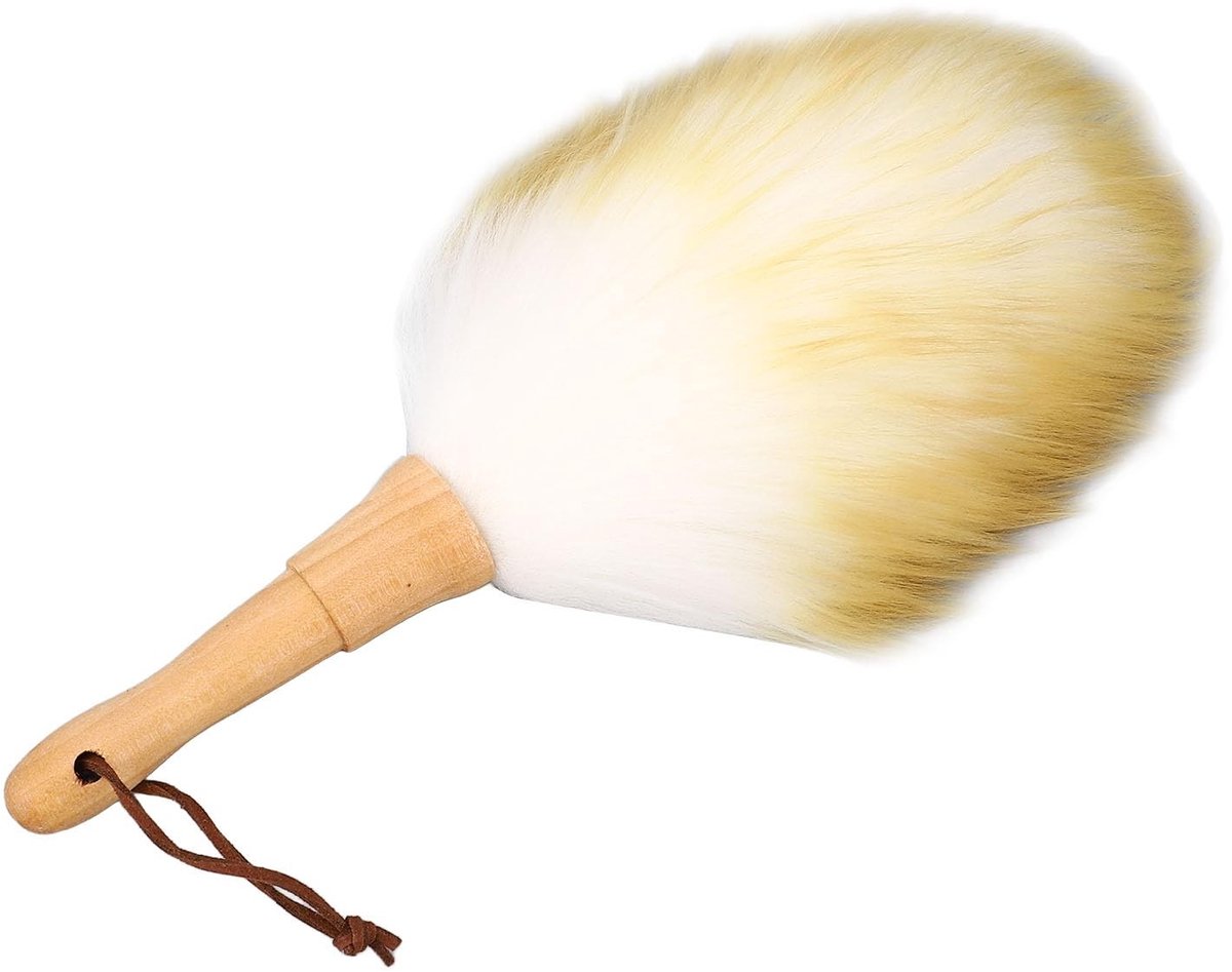 Dailygoods- Reinigingsborstel Ergonomisch Houten Handvat - Zachte Lamswollen Borstelharen - Multifunctioneel - Voor Jaloezieën en Muziekinstrumenten - Slijtvast en Vochtbestendig - Stofdoek