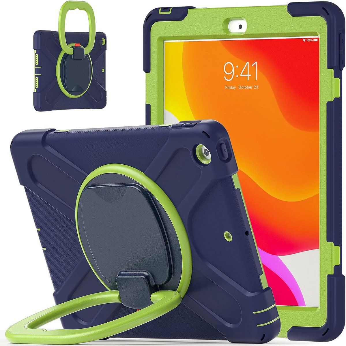 Tablet Hoes - Beschermhoes - Veilig Transport - 360 Graden Standaard - 10.2 Inch - Blauw Groen