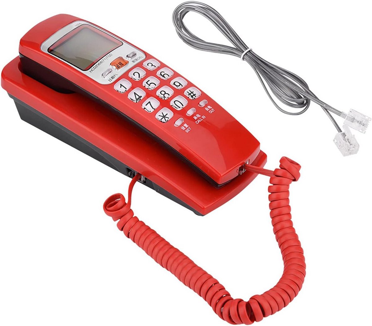 Vaste Telefoon - Wandtelefoon Kantoor - Thuisgebruik Kantoor - Beller ID Functie - 30 Oproepen Opslag - Rood