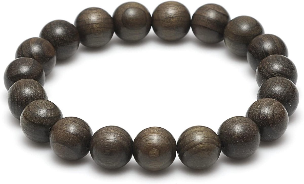 Houten Gebedskralen - Meditatie Armband - Stress Verminderen - 19 Natuurlijke Kralen - 10mm Kralen - Bruin
