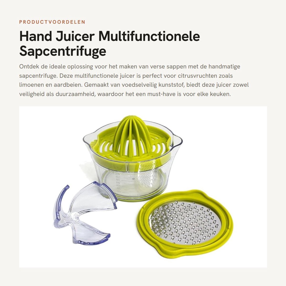 Dailygoods - Hand Juicer - Multifunctionele Sapcentrifuge - Transparant - Citrus Squeezer - Ideaal voor Limoen en Aardbei - Vaatwasserbestendig