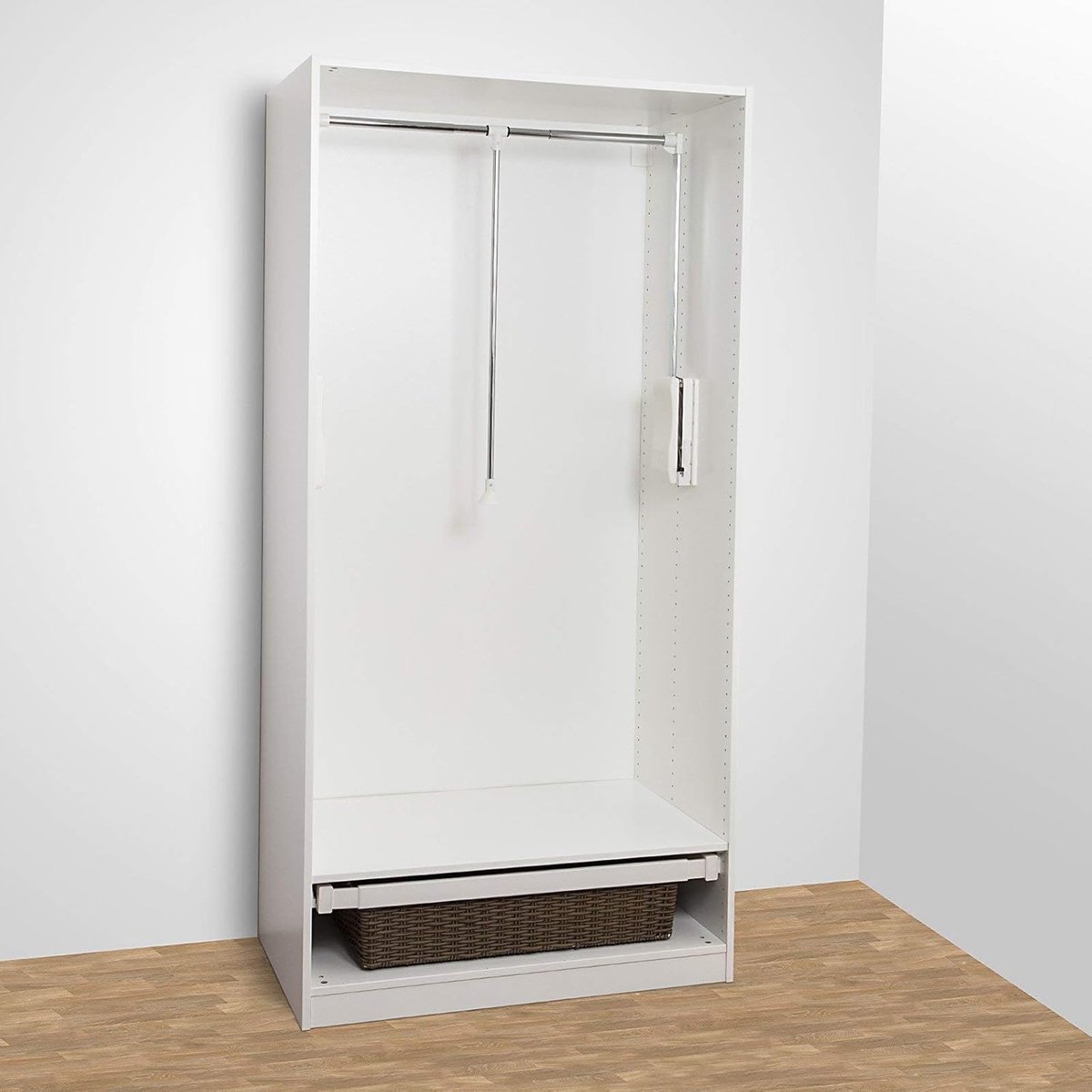 Kledinglift - Garderobe lift - Kast organiseren - In breedte verstelbaar - 87-120 cm - Wit