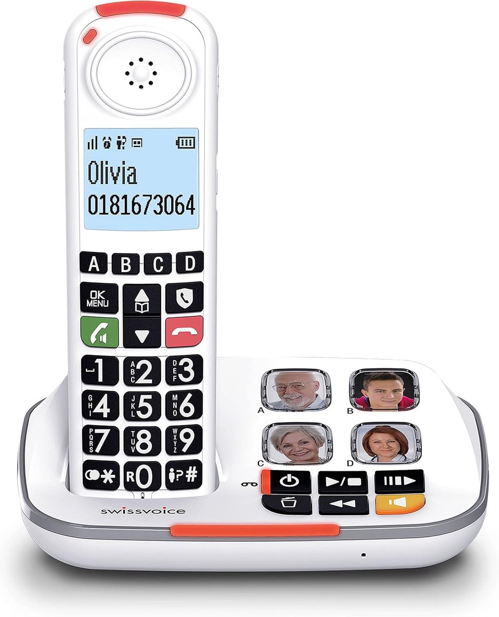 Draadloze Vaste Telefoon - DECT Telefoon - Gemakkelijk Bellen - Extra Luide Ringtones - 30 Min Opname - Bruin