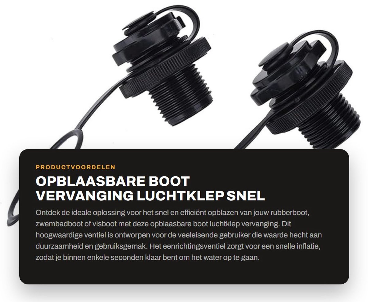 Dailygoods- Luchtklep Vervanging - Opblaasbare Boot - Boston Ventiel - Rubberboot - Zwembadboot - Duurzaam ABS-kunststof - Opblaasventiel