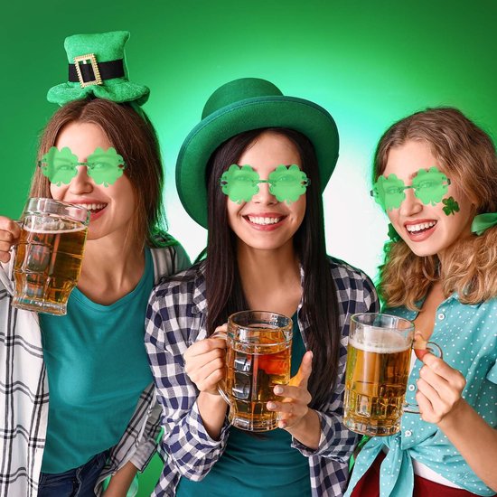 Zonnebril St. Patrick's Day - 10x Groene Klaverblad Zonnebrillen - Kunststof - Feestaccessoires - Duurzaam - Ideaal voor Kinderen en Volwassenen - Feestzonnebril — afbeelding 5