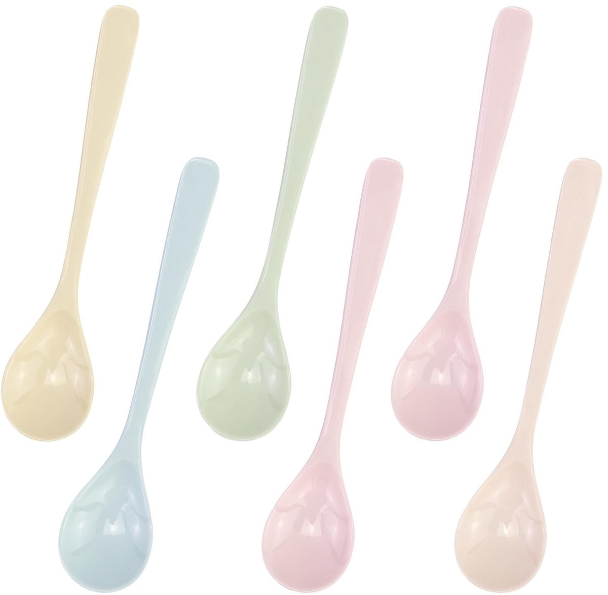 Dailygoods- Plastic Lepel Set - 6 Stuks - Meerkleurig - Onbreekbaar - Voedselveilig Kunststof - Lange Handgreep - Duurzaam - Lepelset