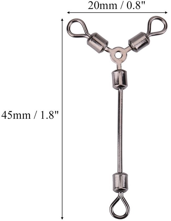 Dailygoods- Draaikoppeling Hoogwaardig Roestvrij Staal - 3-Weg Vislijn Connector - Flexibele Rotatie - Eenvoudig te Vervangen - Snelle Verbindingen - Geschikt voor Haken - Vislijnconnector van Dailygoods — afbeelding 5