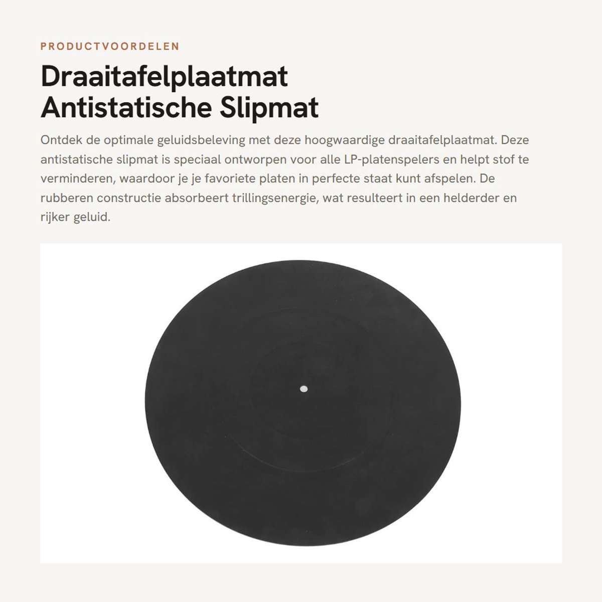 Dailygoods- Draaitafelmat 12 Inch - Antistatische Slipmat - Rubber - Vermindert Trillingen - Verbetert Geluidskwaliteit - Krasbestendig - Platenspelermat