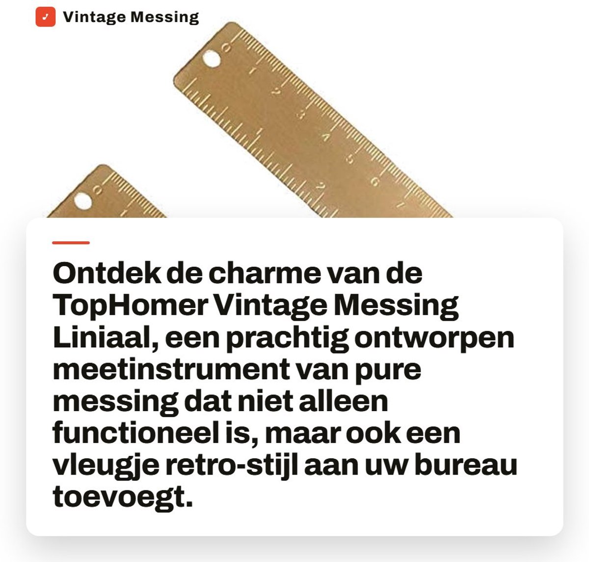 Dailygoods - Vintage Messing Liniaal 12/15 cm - Retro Koperen Meetinstrument met Dubbele Schaal