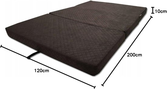 Vouwmatras - Gastenmatras Opvouwbaar - Logeren en Reizen - Wasbaar Afneembaar - 200 x 120 cm - Bruin — afbeelding 4