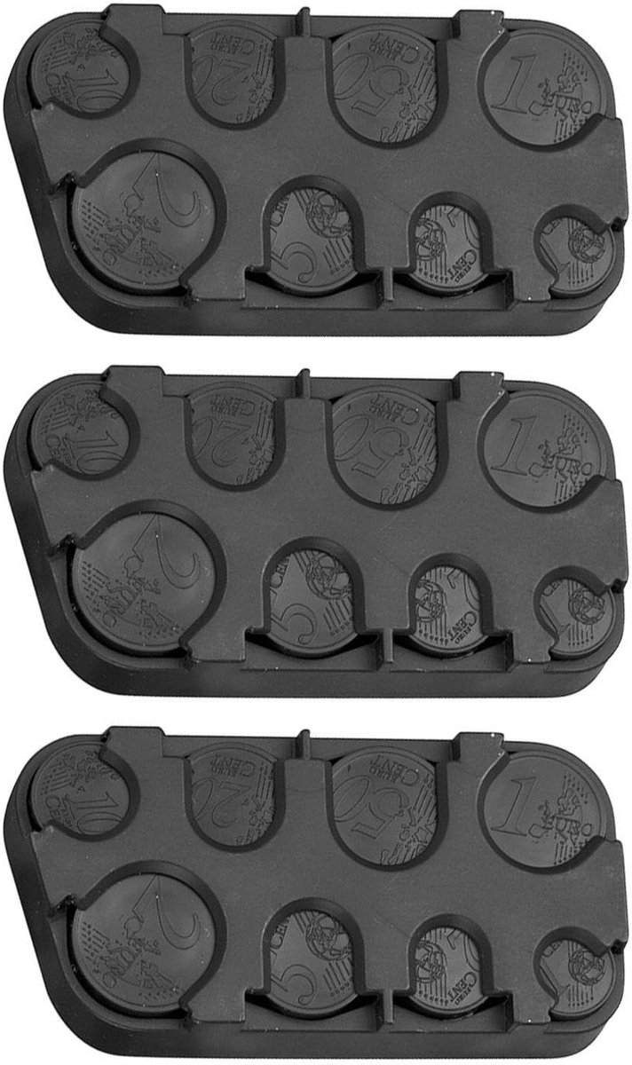 Dailygoods- Muntenopbergdoos 3-delig - Kunststof - Euro-wisseldoos - Creatieve Muntendispenser - Praktische Opbergdoos - Afmetingen 10 x 5 x 2,2 cm - Muntendoos